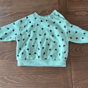 Cat & Jack Green Heart Pattern Sweatshirt